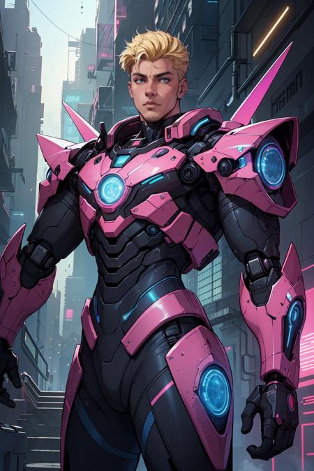386805-1835014580-pink and blue holographic colors,cartoon rendering,cinematic shot,best quality,masterpiece,realistic,1boy,beautiful,black armour.png